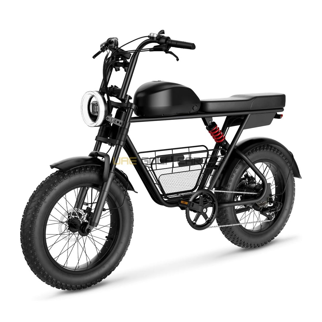 20" Fat Tire Electric Bike with 1000W Motor, 48V 21Ah Battery, Hydraulic Disc Brakes, Cargo Basket, 330 lb Load - Electric Bikes | UAE Golf Cart