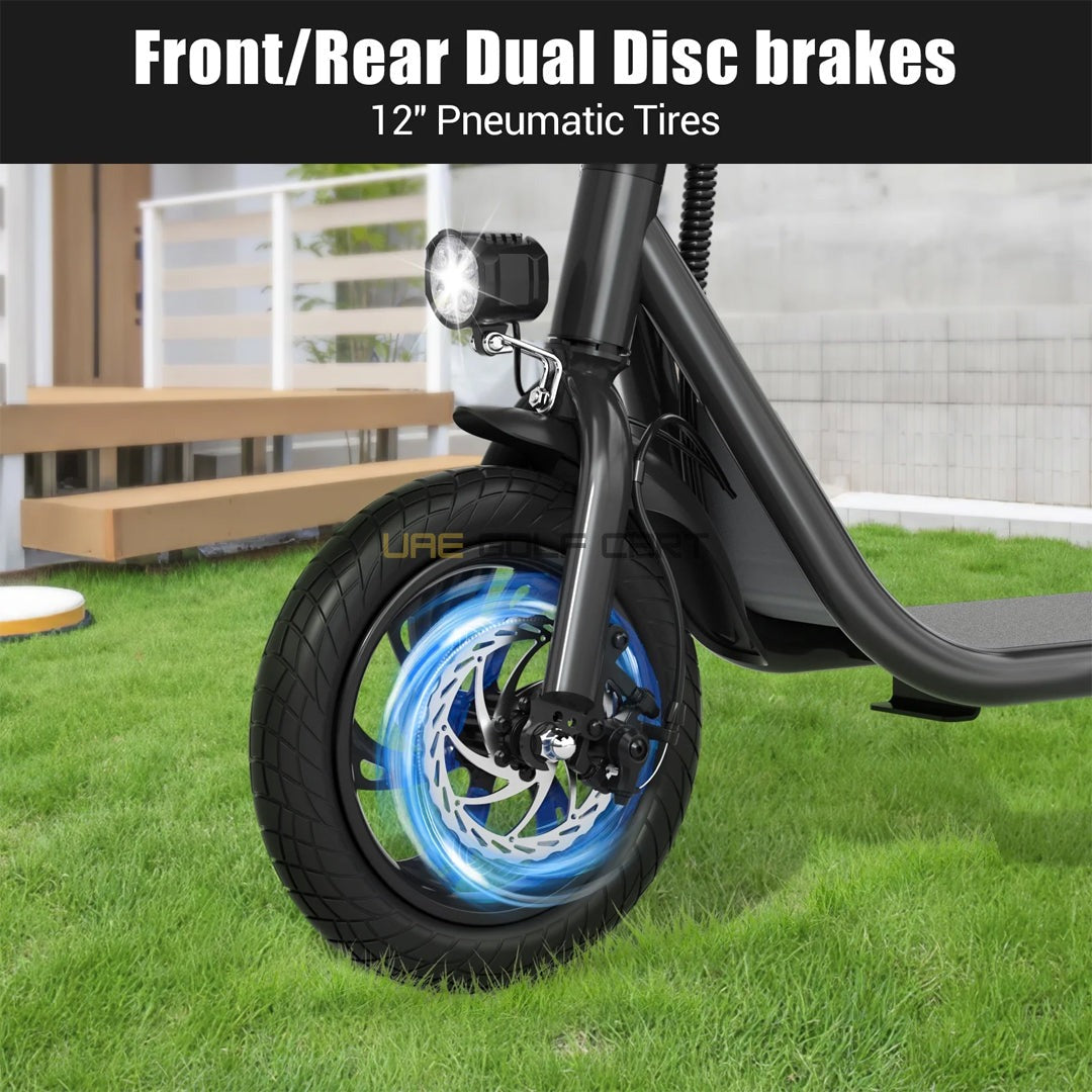 36V 450W Foldable Electric Scooter with Seat and Rear Basket, 35 MPH, 20 Mile Range, 265 lb Load - Foldable Electric Scooters - Photo 7 | UAE Golf Cart