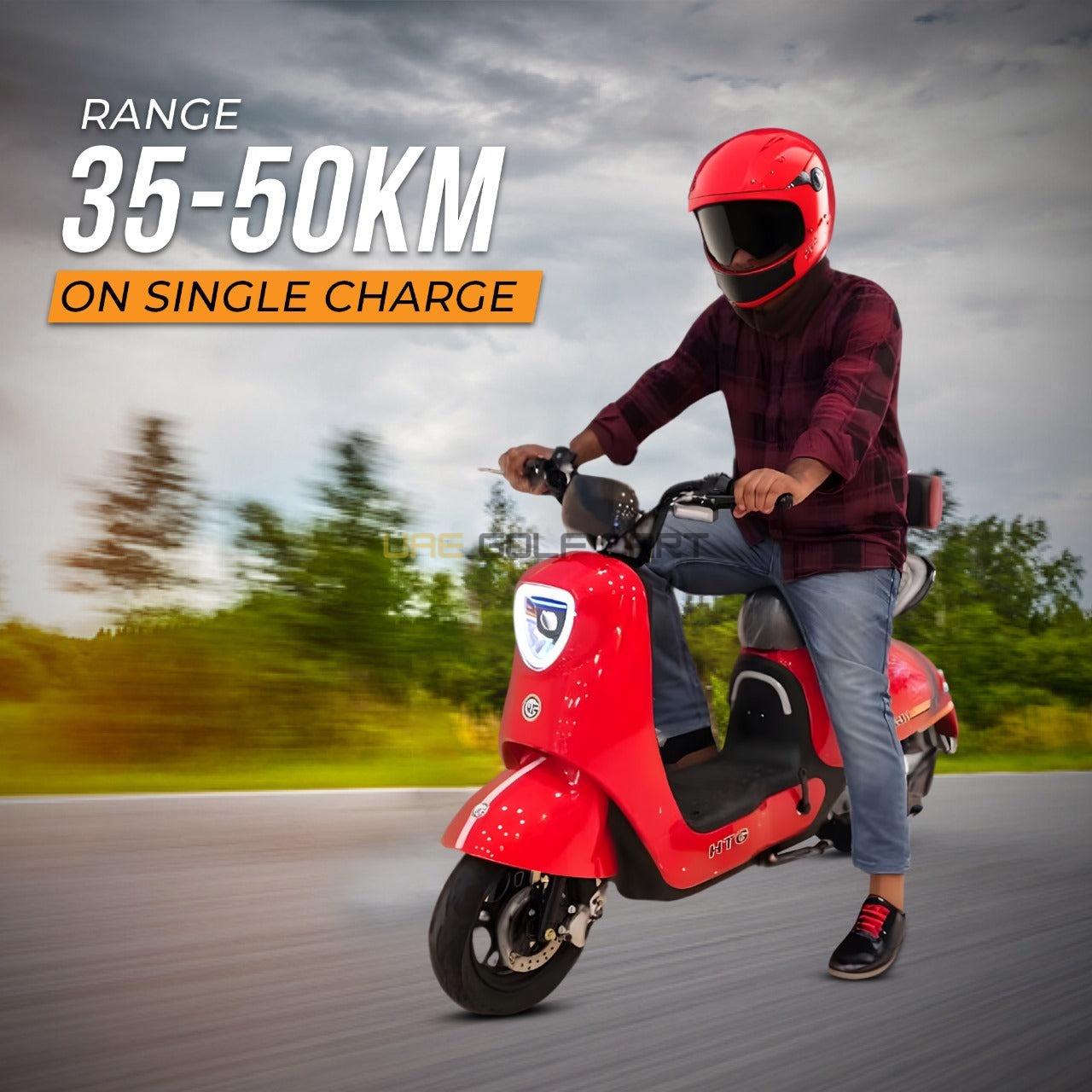 48V 1200W Adult Electric Moped Scooter 14" Wheels 35-55 km/h Speed 100kg Load - Electric Motorbikes & Mopeds - Close Up | UAE Golf Cart