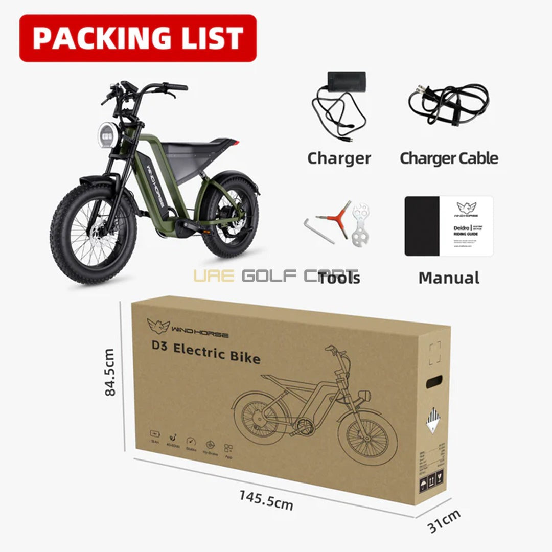 48V 18Ah Electric Bike with 1000W Motor, 20" Fat Tires, 7-Speed Shimano Gears, Hydraulic Disc Brakes, 50 MPH, 330 lbs Load Capacity - Electric Dirt Bikes - Photo 10 | UAE Golf Cart