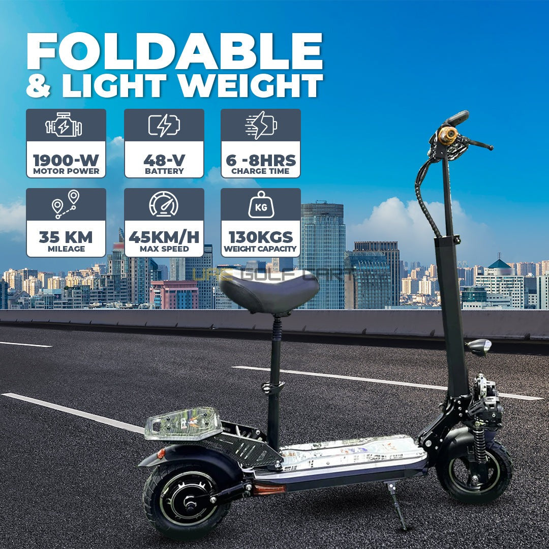48V 1900W Electric Scooter with 30-35km Range, Foldable, Disc Brakes, 130kg Load, 40-45km/h Max Speed - Foldable Electric Scooters - Photo 6 | UAE Golf Cart