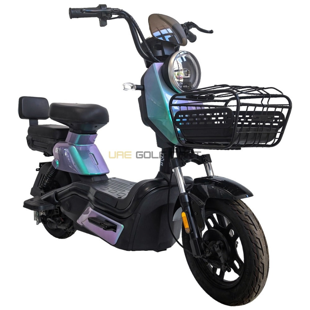 48V 20Ah 500W Electric Bike with Seat, 40 km/h Speed, 45 km Range, 100 kg Load, 14" Tires - Off-road Grocery Scooter - Electric Grocery Bike | UAE Golf Cart