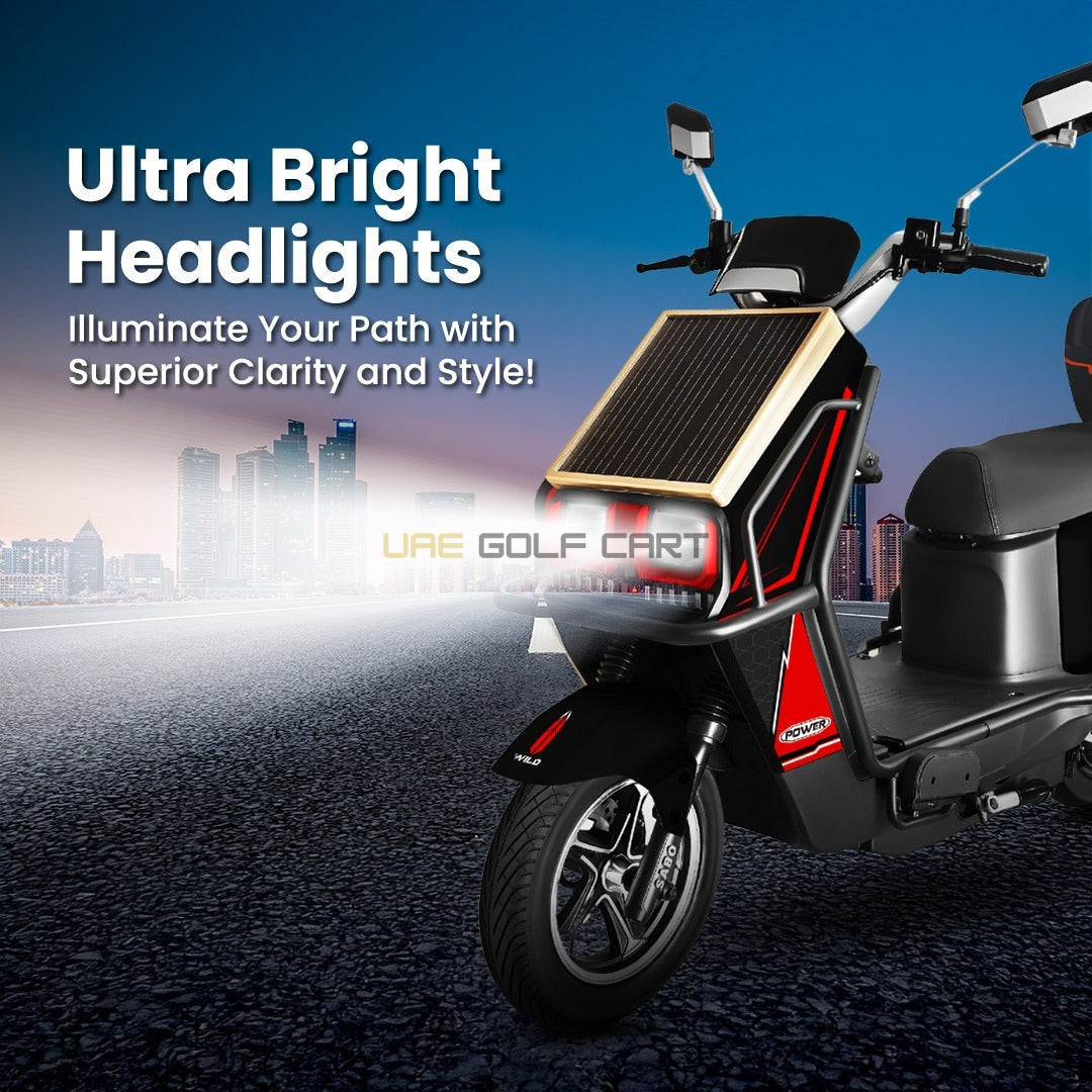 48V 2500W Hybrid Solar Electric Motorbike - 90-100 km Range, 70 km/h Top Speed, 20Ah Lead Acid Battery - Electric Motorbikes & Mopeds | UAE Golf Cart