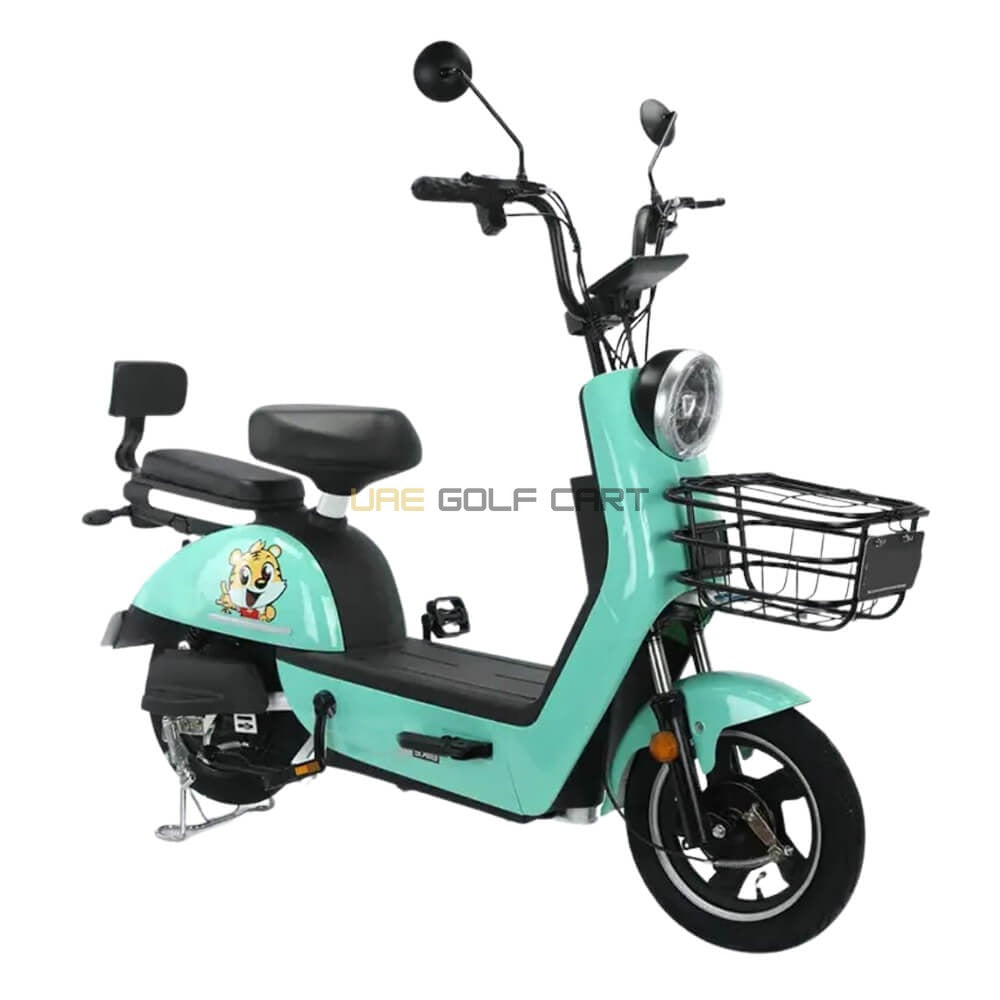 Buy 48V 350W Dual Mode Electric Pedal Scooter 2 Seat 35 km/h with LED Display - Electric Grocery Bike at UAE Golf Cart