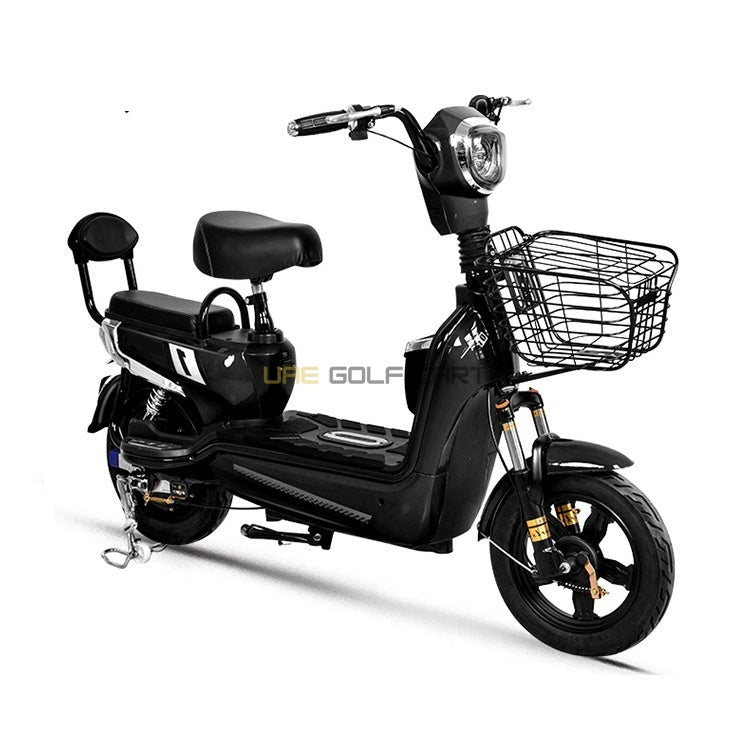 48V 350W Electric Scooter with Pedal Assist, 35 km/h Speed, 200 kg Load, Dual Seats, Front Basket, LED Light - Electric Grocery Bike | UAE Golf Cart