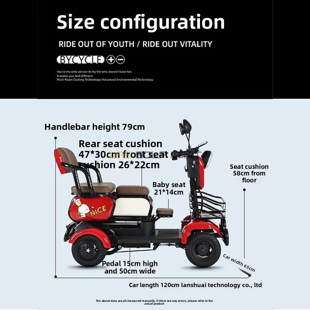 48V 4-Wheel Electric Scooter with Sliding Seats for 3 Passengers, 600W Motor, 30km Range - Electric Motorbikes & Mopeds - Photo 6 | UAE Golf Cart