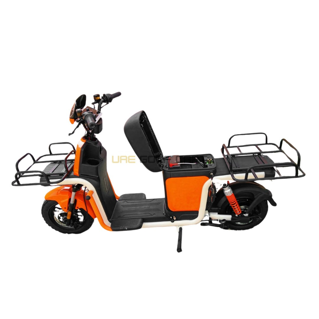 48V 500W Delivery E-Bike with 20Ah Battery, 200kg Load Capacity, 50 km/h Speed, 14" Wheels - Electric Grocery Bike - Close Up | UAE Golf Cart