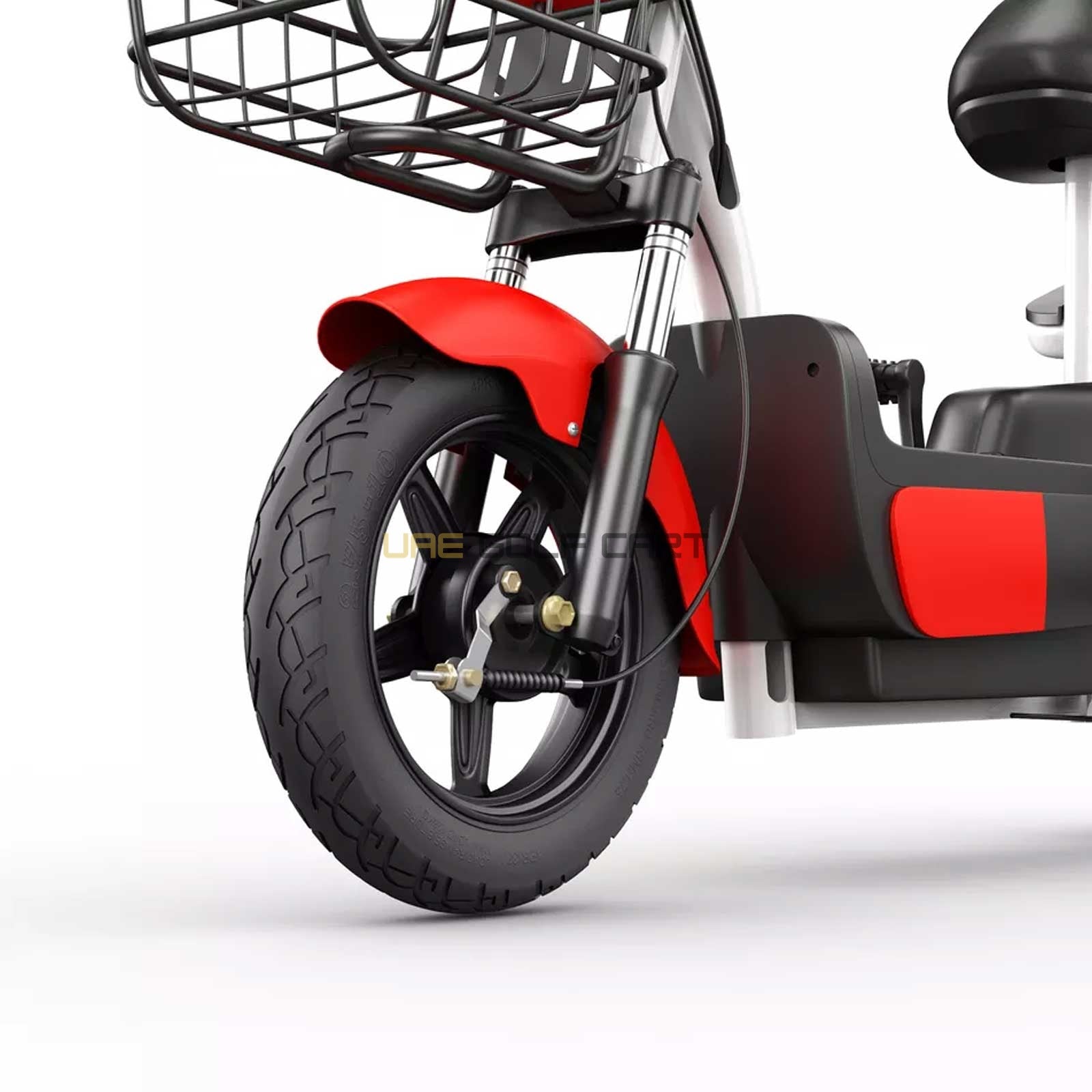 48V 500W Electric Scooter with Pedal Assist, 14-inch Tires, Dual Seats, 200kg Load, 25km Range - Electric Grocery Bike - Close Up | UAE Golf Cart
