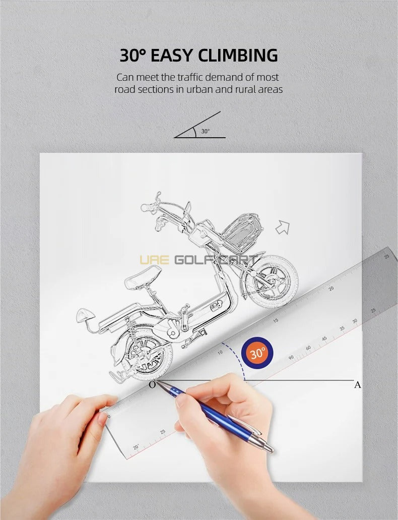48V 500W Electric Scooter with Pedal Assist, 14-inch Tires, Dual Seats, 200kg Load, 25km Range - Electric Grocery Bike - Photo 32 | UAE Golf Cart