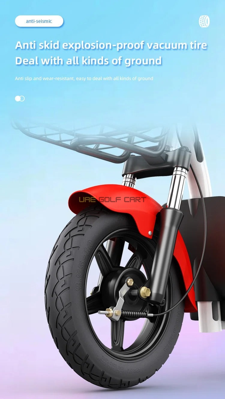 48V 500W Electric Scooter with Pedal Assist, 14-inch Tires, Dual Seats, 200kg Load, 25km Range - Electric Grocery Bike - Photo 38 | UAE Golf Cart