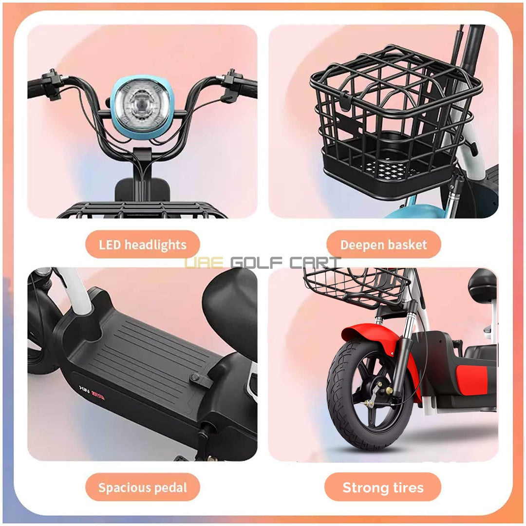 48V 500W Electric Scooter with Pedal Assist, 14-inch Tires, Dual Seats, 200kg Load, 25km Range - Electric Grocery Bike - Photo 5 | UAE Golf Cart
