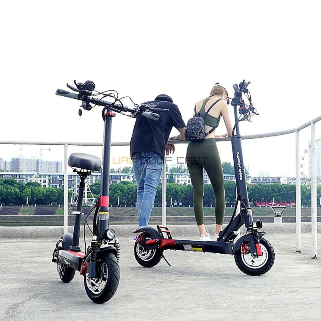 48V 500W Folding Electric Scooter with Seat, 10-inch Wheels, 50 km/h Top Speed, 70 km Range, 120 kg Load, 25.5 kg - Foldable Electric Scooters - Close Up | UAE Golf Cart