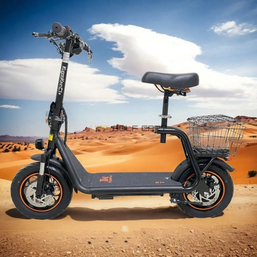 48V 500W Folding Electric Scooter with Seat, Basket, 12‑inch Inflatable Wheels and Hydraulic Shock Absorbers - Foldable Electric Scooters | UAE Golf Cart