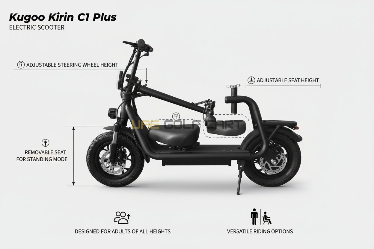 48V 500W Folding Electric Scooter with Seat, Basket, 12‑inch Inflatable Wheels and Hydraulic Shock Absorbers - Foldable Electric Scooters - Photo 11 | UAE Golf Cart