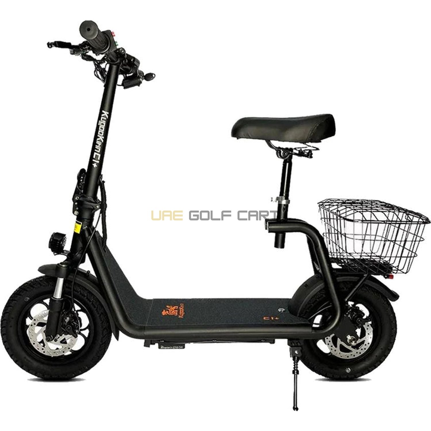 Buy 48V 500W Folding Electric Scooter with Seat, Basket, 12‑inch Inflatable Wheels and Hydraulic Shock Absorbers - Foldable Electric Scooters at UAE Golf Cart