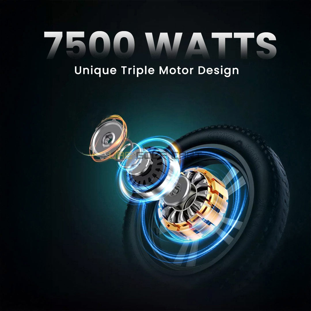 48V 7500W Triple Motor Foldable 3-Wheel Electric Scooter for Adults, 70 km/h, 80 km Range - Foldable Electric Scooters - Photo 9 | UAE Golf Cart