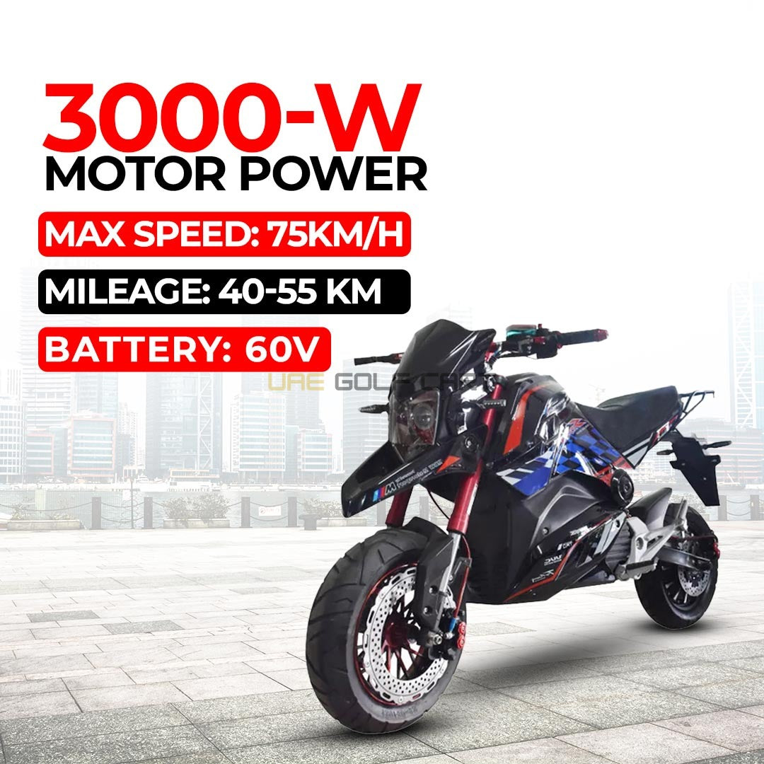 60V 3000W Electric Motorbike for Adults - 75 km/h Top Speed, 55 km Range, 150 kg Load, 12" Tires - Electric Motorbikes & Mopeds - Photo 4 | UAE Golf Cart