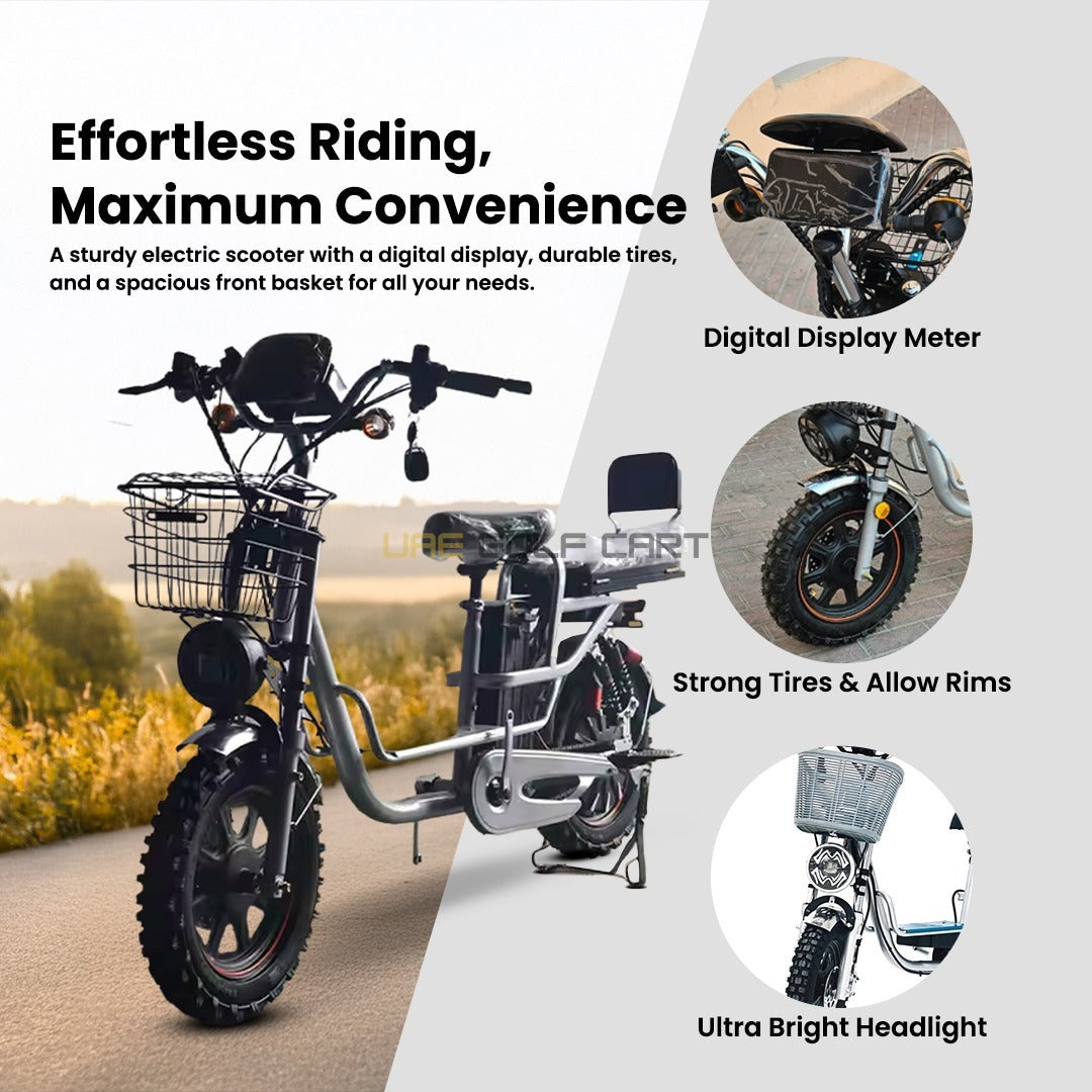 60V 500W Electric Scooter with Off‑Road Tires, Removable Battery, 45 km/h Speed, 200 kg Load Capacity - Electric Grocery Bike - Photo 13 | UAE Golf Cart