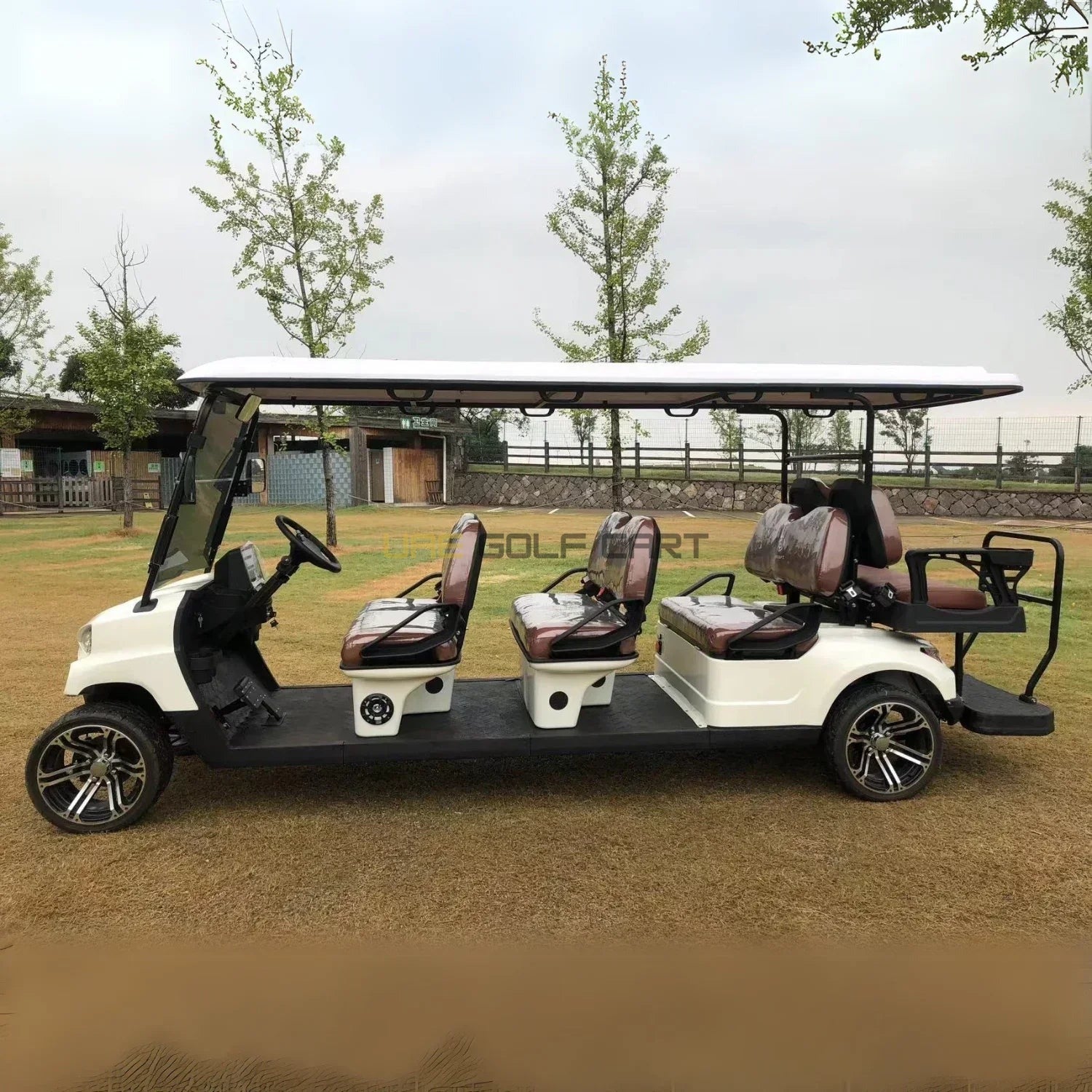 8 Seater On Road Electric Golf Cart with Lithium Battery and Camera Display - Normal Golf Carts - 6+2 Seater - Close Up | UAE Golf Cart