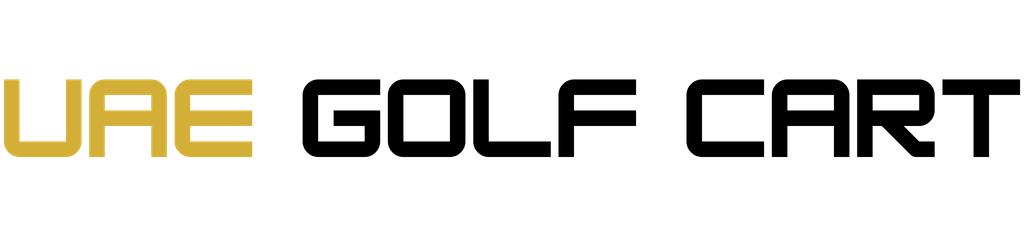 Logo for UAE Golf Cart with 'UAE' in yellow and 'Golf Cart' in black.