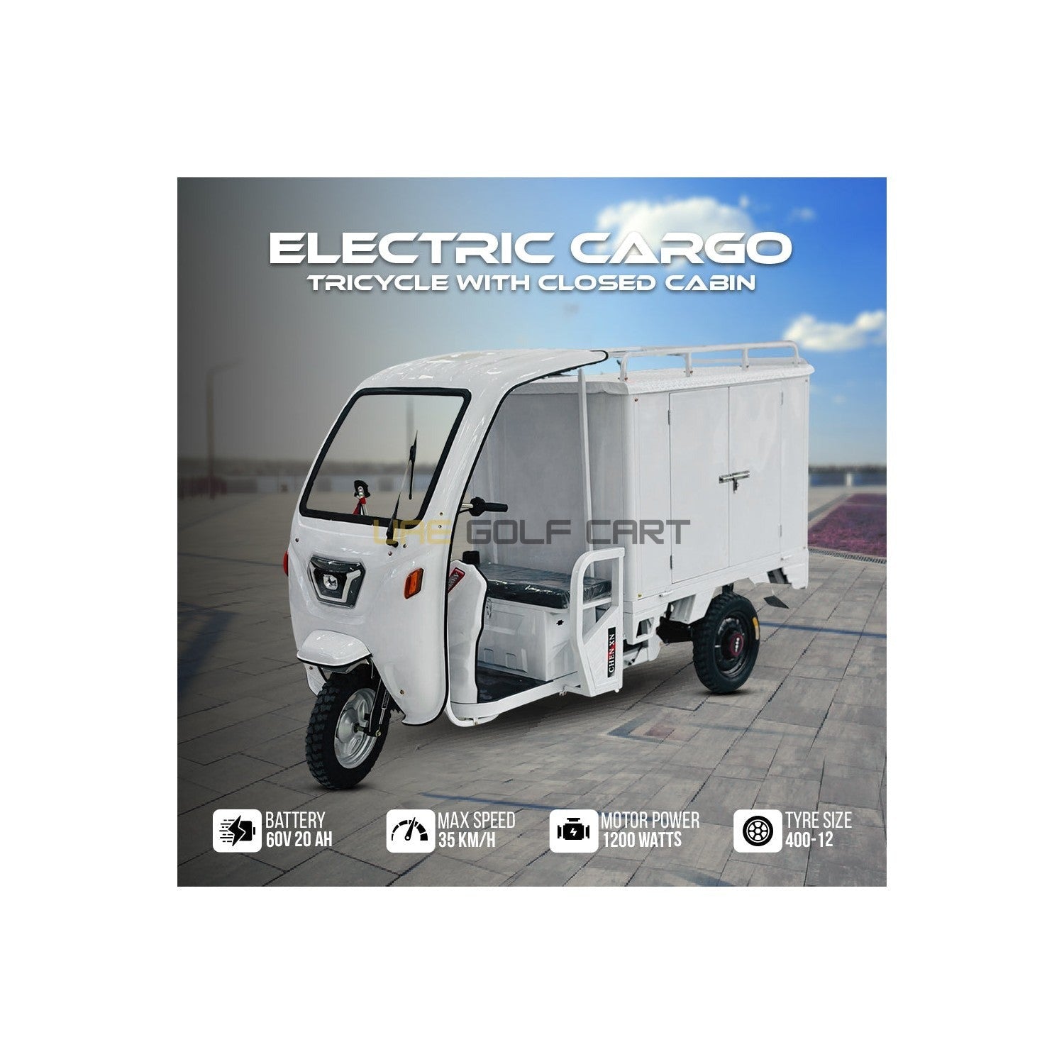 Electric Cargo Scooter UAE Golf Cart KV-KDC 60V 1200W 500kg Closed Cabin 1.5M Delivery Tricycle UAE - Cargo Bikes - Photo 5 | UAE Golf Cart