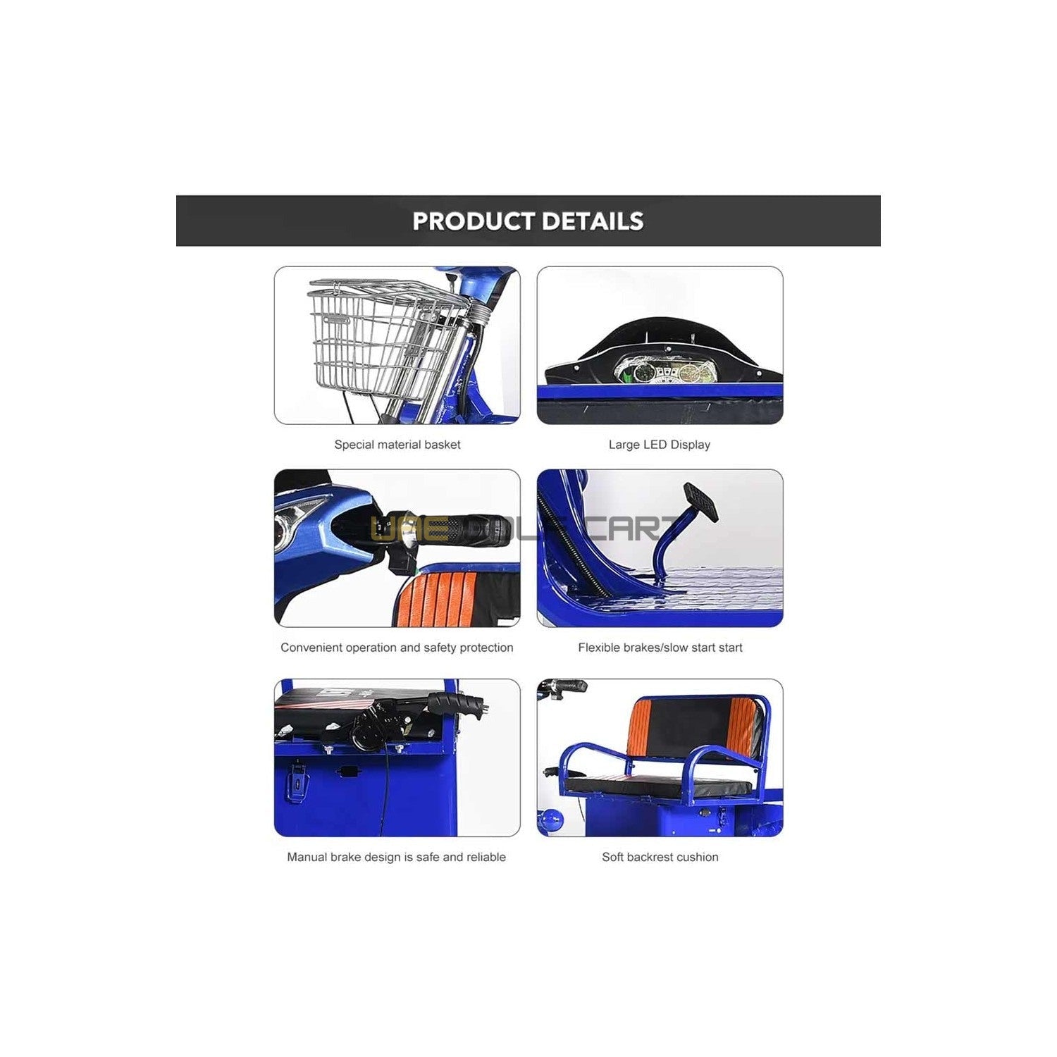Electric Cargo Tricycle UAE Golf Cart 1.2M 48V 800W 300kg Disc Brakes LED Display 3 Seats UAE - Cargo Bikes - Photo 6 | UAE Golf Cart