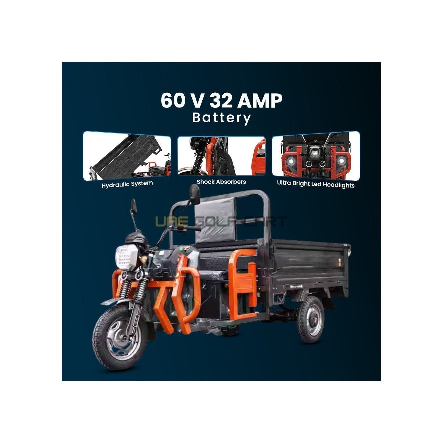 Electric Cargo Tricycle UAE Golf Cart Tuk Tuk 1.6M 1500W 60V 800kg 100km Range GCC UAE - Cargo Bikes - Photo 11 | UAE Golf Cart