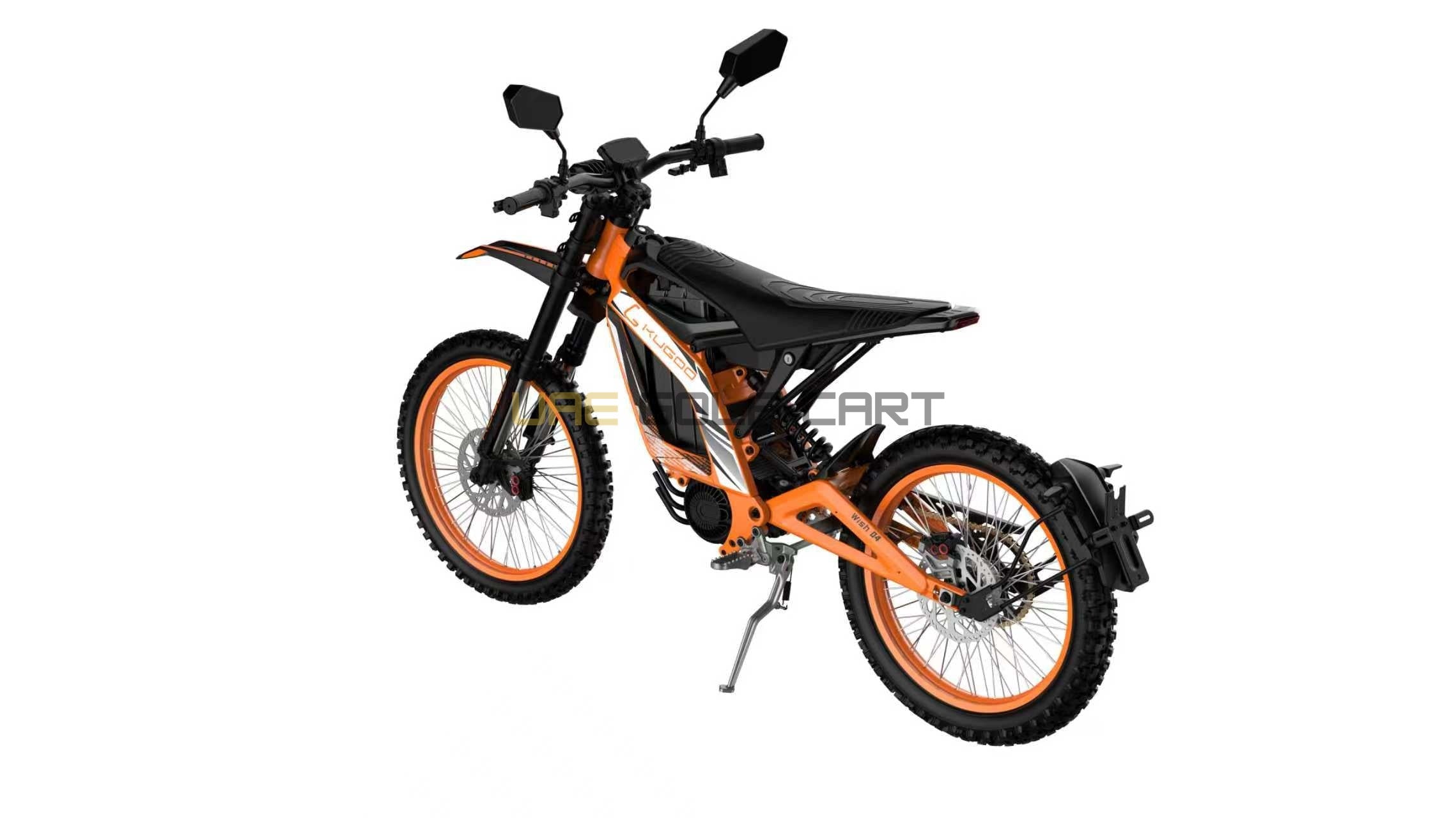 Electric Dirt Bike with 3700W Motor, 80 km Range, 80 km/h Top Speed, 19‑Inch Wheels, Adjustable Suspension - Electric Motorbikes & Mopeds - Close Up | UAE Golf Cart