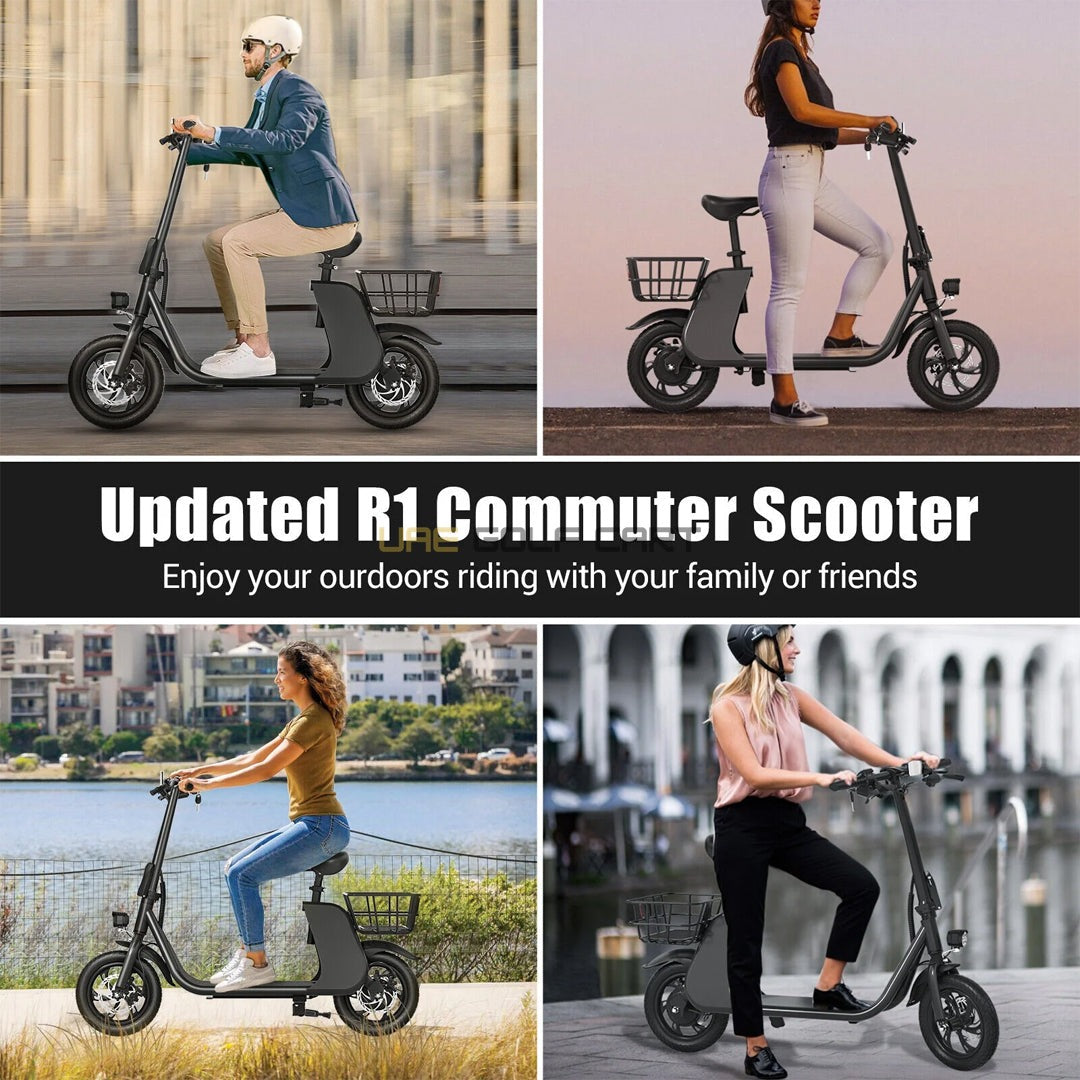 Electric Scooter 36V 450W Foldable with Seat and Basket - 35 MPH, 20 Mile Range, 265 lb Load - Electric Bikes - Close Up | UAE Golf Cart
