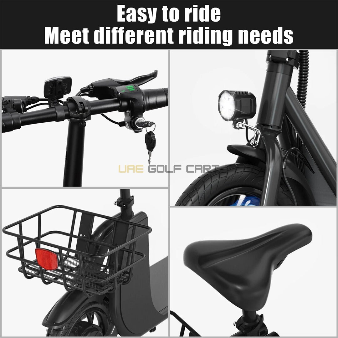 Electric Scooter 36V 450W Foldable with Seat and Basket - 35 MPH, 20 Mile Range, 265 lb Load - Electric Bikes - Photo 6 | UAE Golf Cart