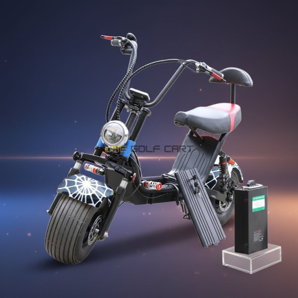 Electric Scooter Medium Fat Tire with Removable 48V 12Ah Battery 1000W Motor 30 km/h Speed - Electric Motorbikes & Mopeds - Photo 24 | UAE Golf Cart