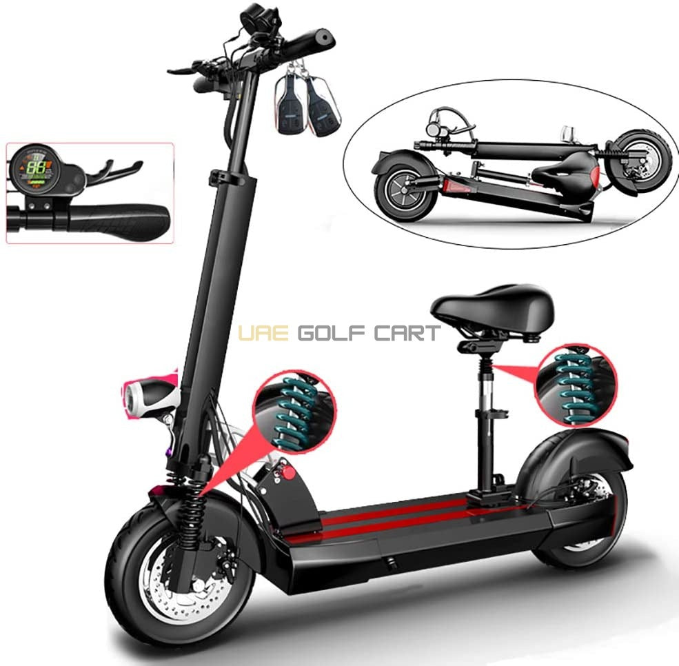 Foldable 48V 1200W LED Electric Scooter with Seat, 10Ah Battery, 65 km/h Max Speed, Double Disc Brakes - Foldable Electric Scooters - Photo 21 | UAE Golf Cart