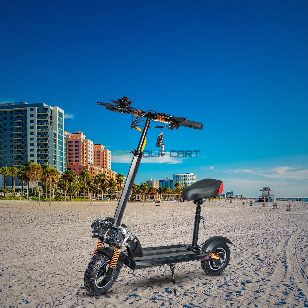 Buy Foldable 48V 1200W LED Electric Scooter with Seat, 10Ah Battery, 65 km/h Max Speed, Double Disc Brakes - Foldable Electric Scooters at UAE Golf Cart