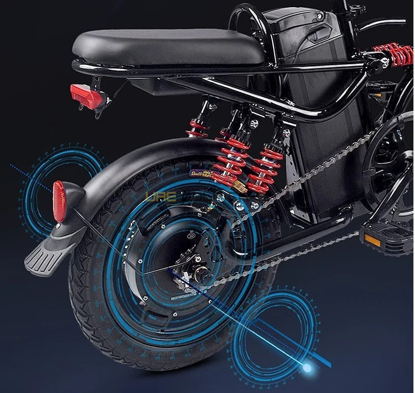 Foldable Electric Bike 2 Seater 48V 350W with Pedal Assist, 14-inch Wheels, Removable Battery, 40 km Range, 120 kg Load - Electric Bikes - Photo 6 | UAE Golf Cart