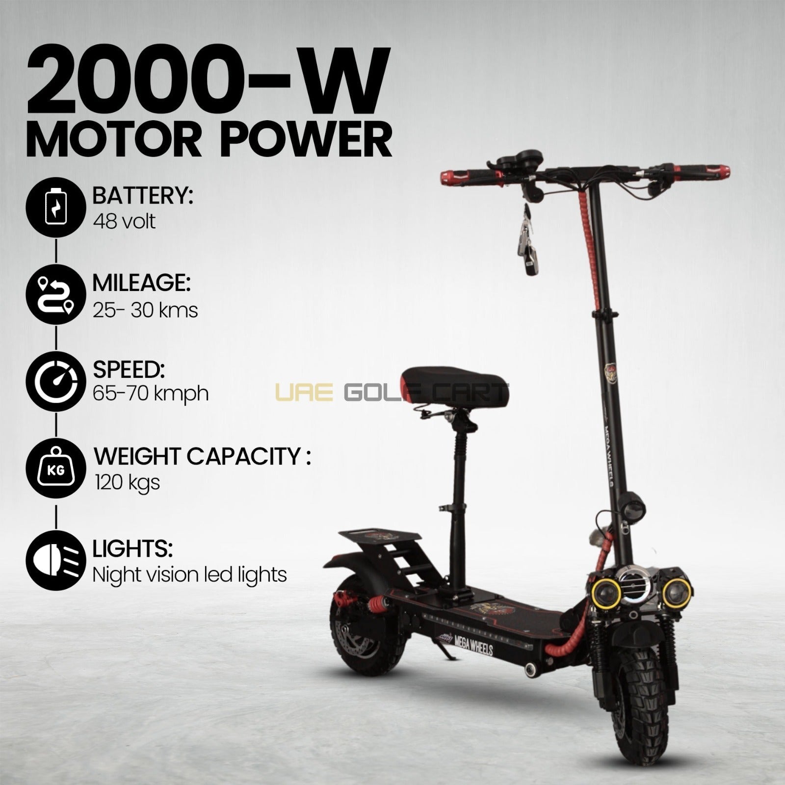 Foldable Electric Scooter 2000W 48V Battery 16kg 120kg Load Capacity - Foldable Electric Scooters - Photo 7 | UAE Golf Cart