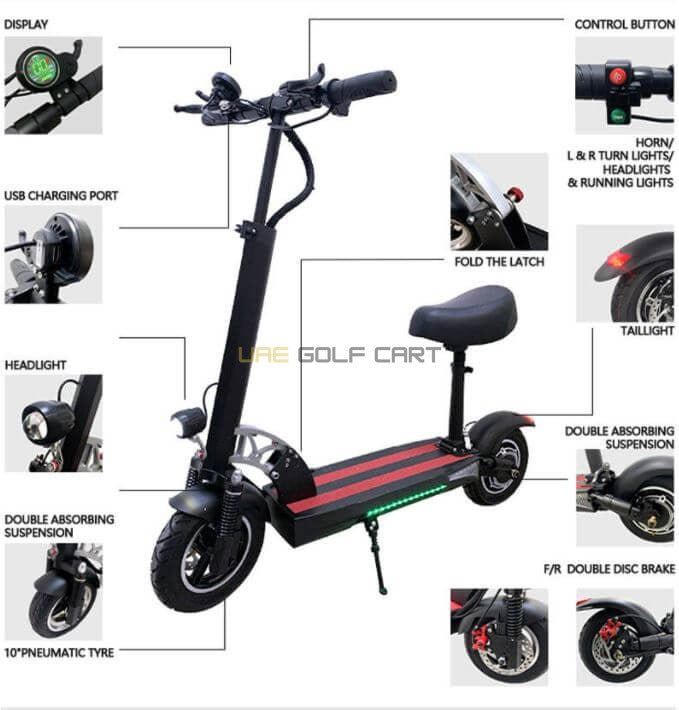 Foldable Electric Scooter 800W 36V 5 Model with LED Display and Double Disc Brakes - Foldable Electric Scooters - Photo 10 | UAE Golf Cart