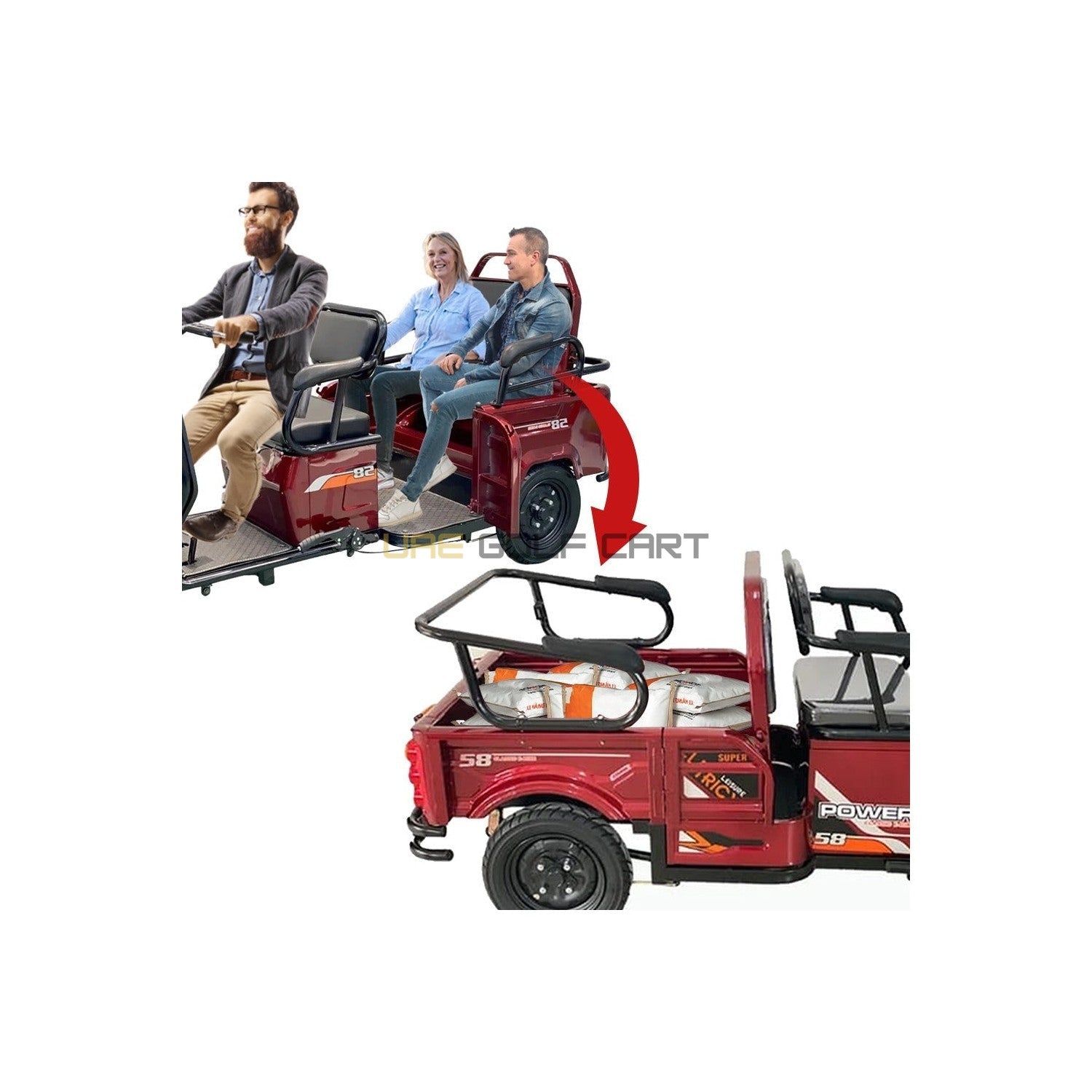 Hybrid Electric Tricycle UAE Golf Cart 48V 800W 400kg 4 Seats Cargo Passenger Open Body EEC GCC UAE - Cargo Bikes - Photo 11 | UAE Golf Cart