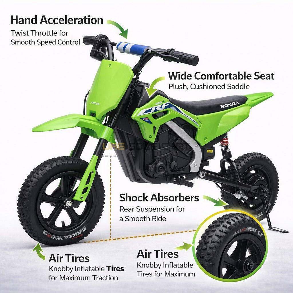 Kids Electric Dirt Bike 24V 250W Off-Road with Drum Brake, Leather Seat, Spring Suspension, 12" Tires, Max Load 50kg - Electric Dirt Bikes - Photo 8 | UAE Golf Cart