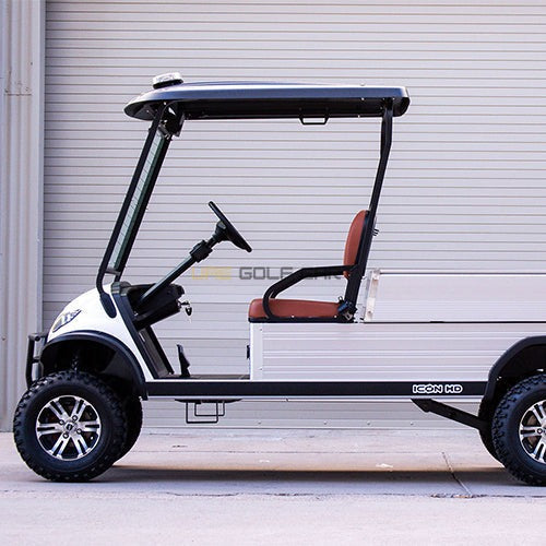 Lifted 2 Seater Electric Utility Golf Cart with Hydraulic Cargo Bed and Off Road Tires - Utility Golf Carts - 2 Seater - Close Up | UAE Golf Cart