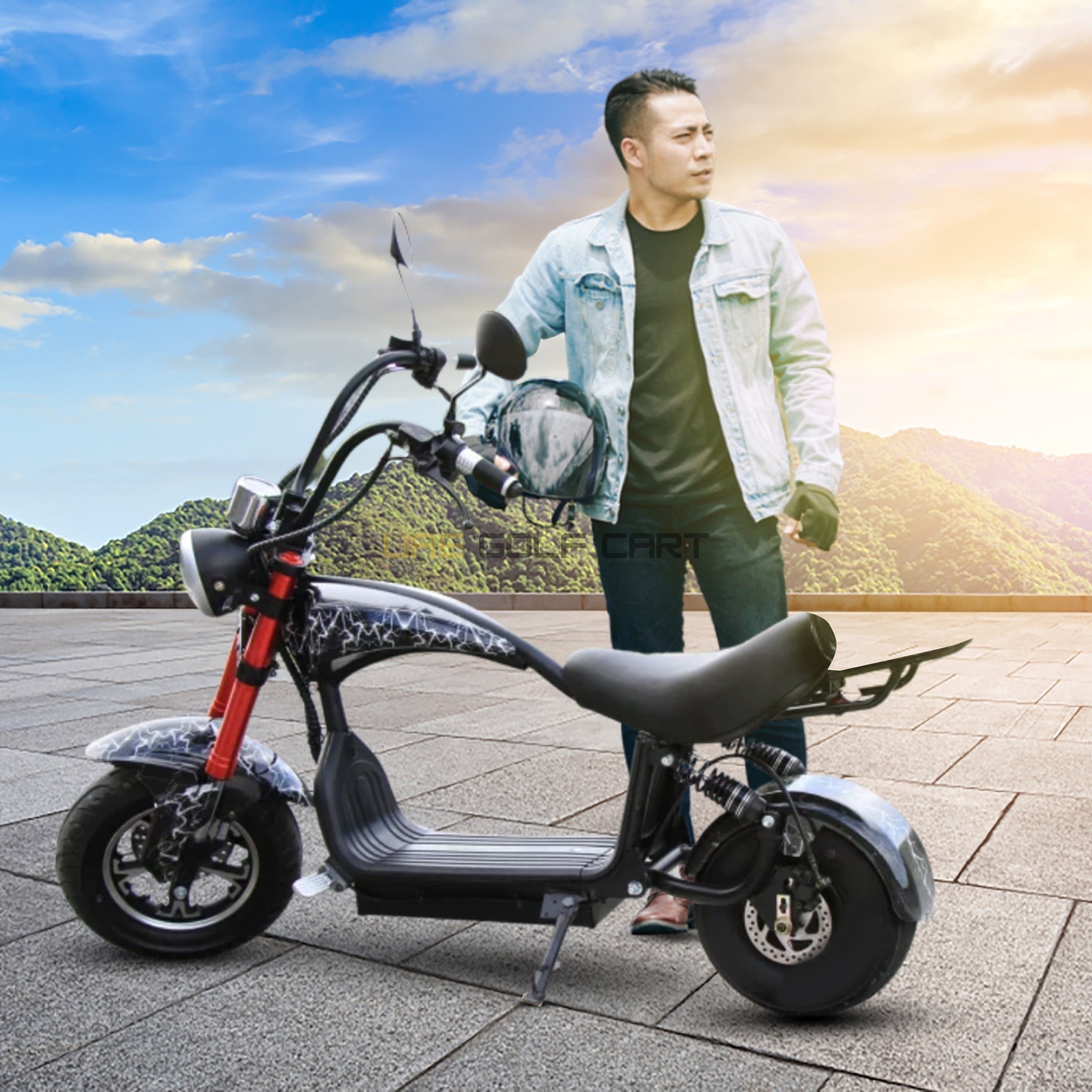 Mini Coco City Chopper 48V 1000W Electric Scooter with Seat, Fat Tires, 30 MPH, 150kg Load, 35km Range - Electric Motorbikes & Mopeds - Photo 16 | UAE Golf Cart