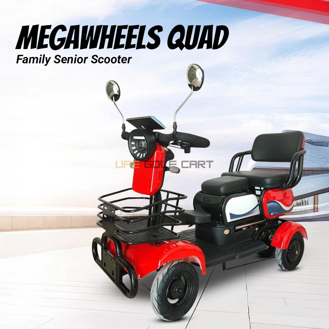Quad Family Electric Scooter with 4 Wheels, Sliding Seats, 48V 20Ah Battery, 35 km/h Top Speed, 200 kg Load Capacity - Electric Motorbikes & Mopeds - Close Up | UAE Golf Cart