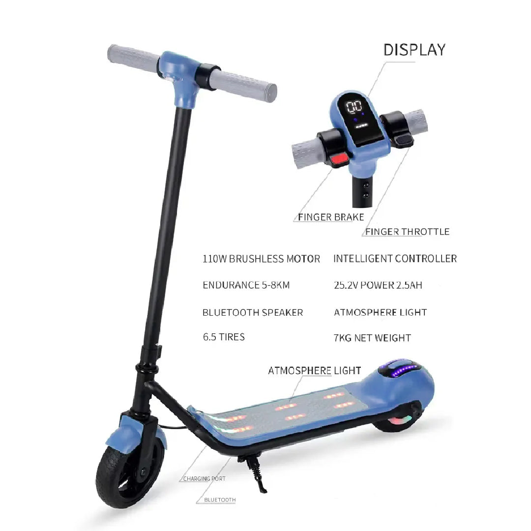 UAE Golf Cart 24V Foldable Kids Electric Scooter with LED Lights, Adjustable Handlebar, 150W Motor, 6kg - View 5