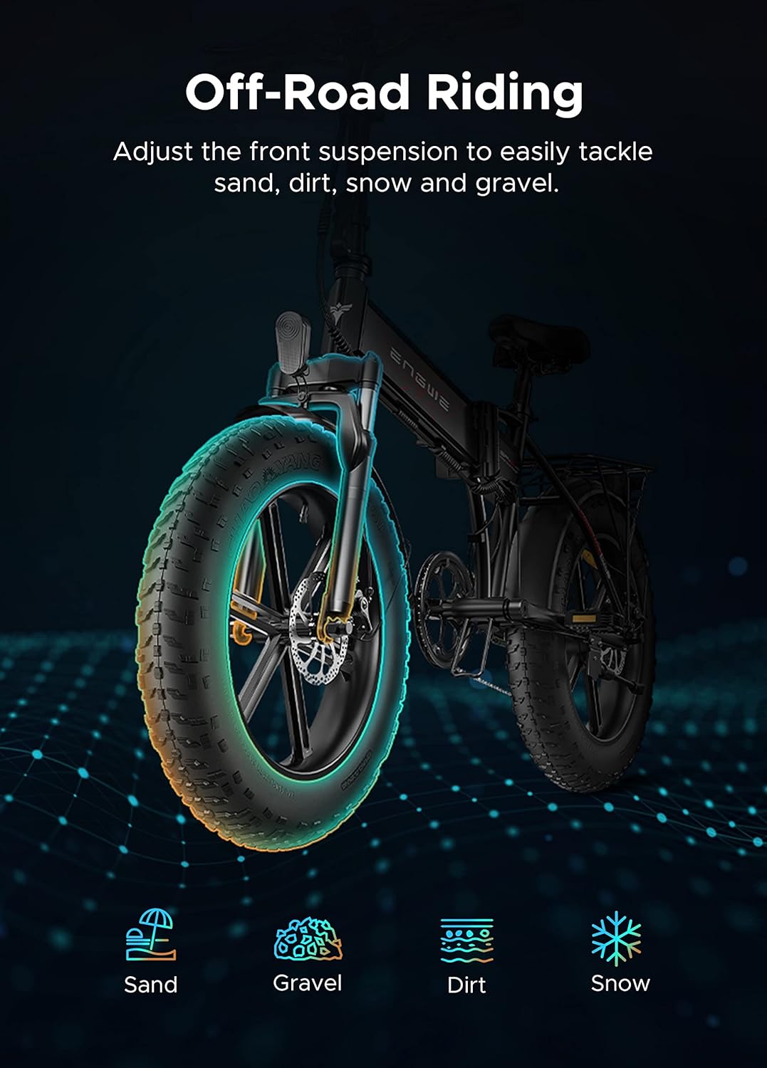 UAE Golf Cart 48V 13Ah Electric Fat Mountain Bike with 750W Motor, 25 km/h Speed, Foldable Frame, 150kg Load Capacity - View 11