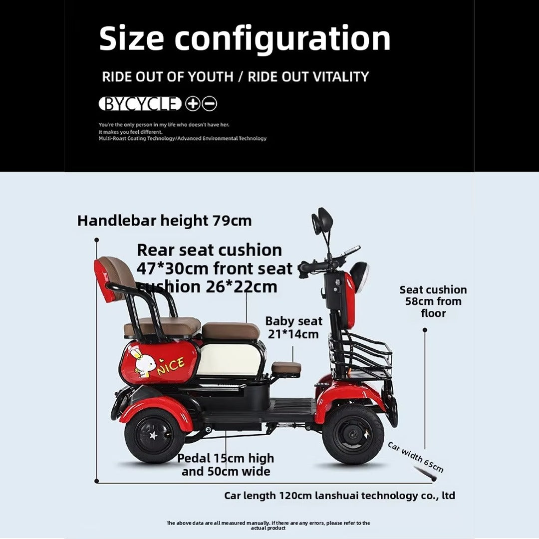 UAE Golf Cart 48V 4-Wheel Electric Scooter with Sliding Seats for 3 Passengers, 600W Motor, 30km Range - View 5
