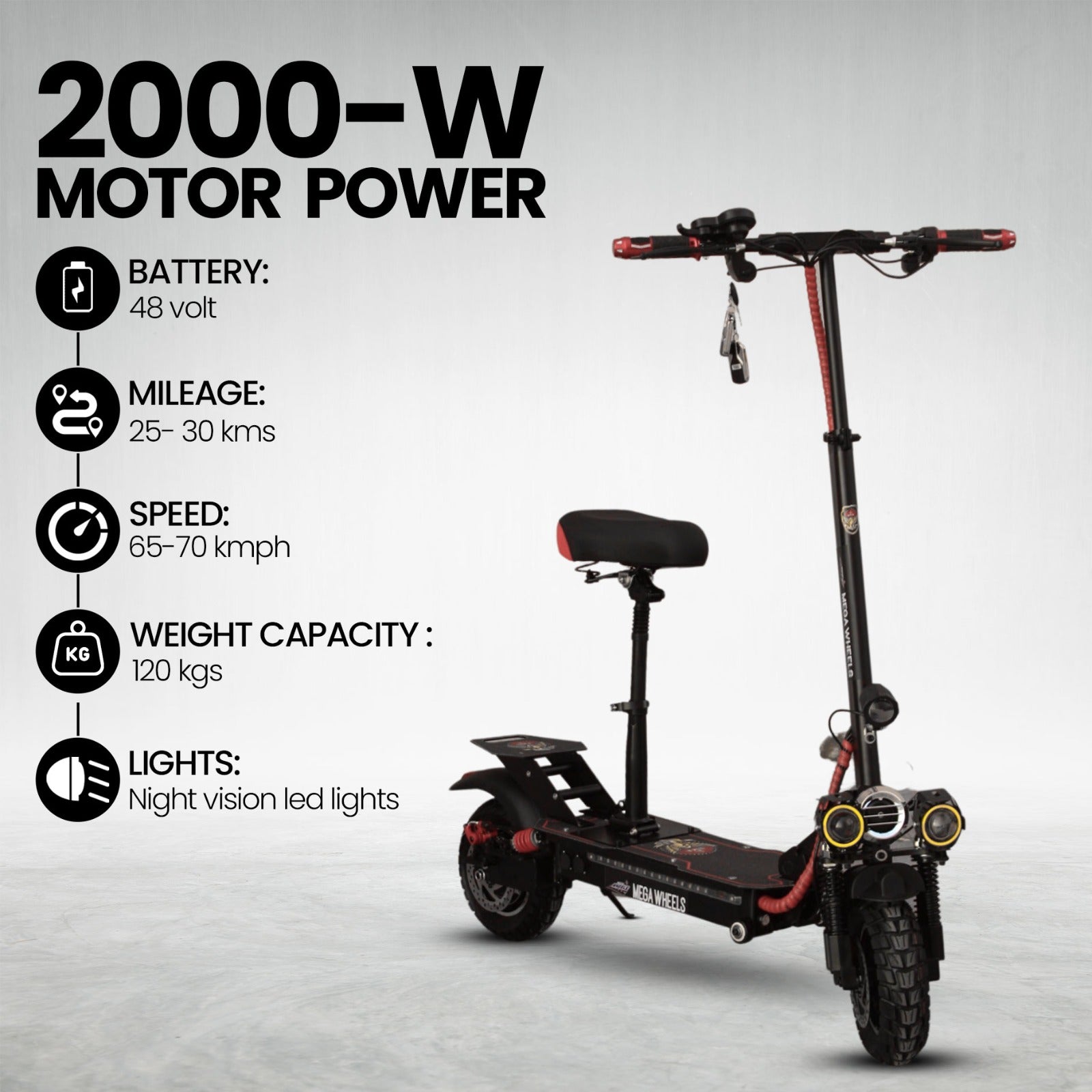 UAE Golf Cart Foldable Electric Scooter 2000W 48V Battery 16kg 120kg Load Capacity - View 10