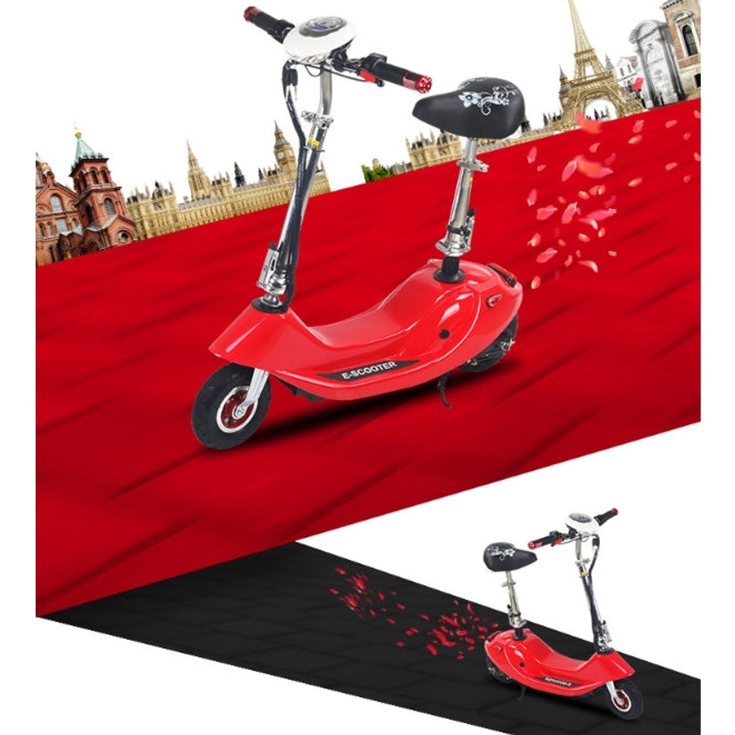 UAE Golf Cart Foldable Electric Scooter 24V 250W Seat Rubber Tyres Basket 75kg Load