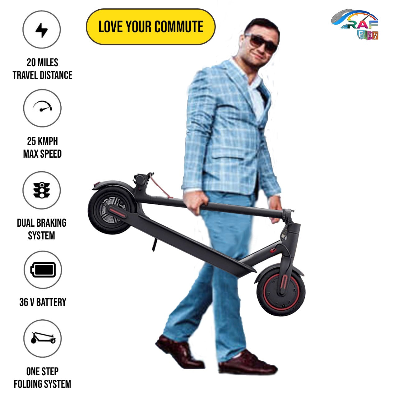 UAE Golf Cart Foldable Electric Scooter 36V 350W 25km/h Max Speed 12.5kg Weight - View 2