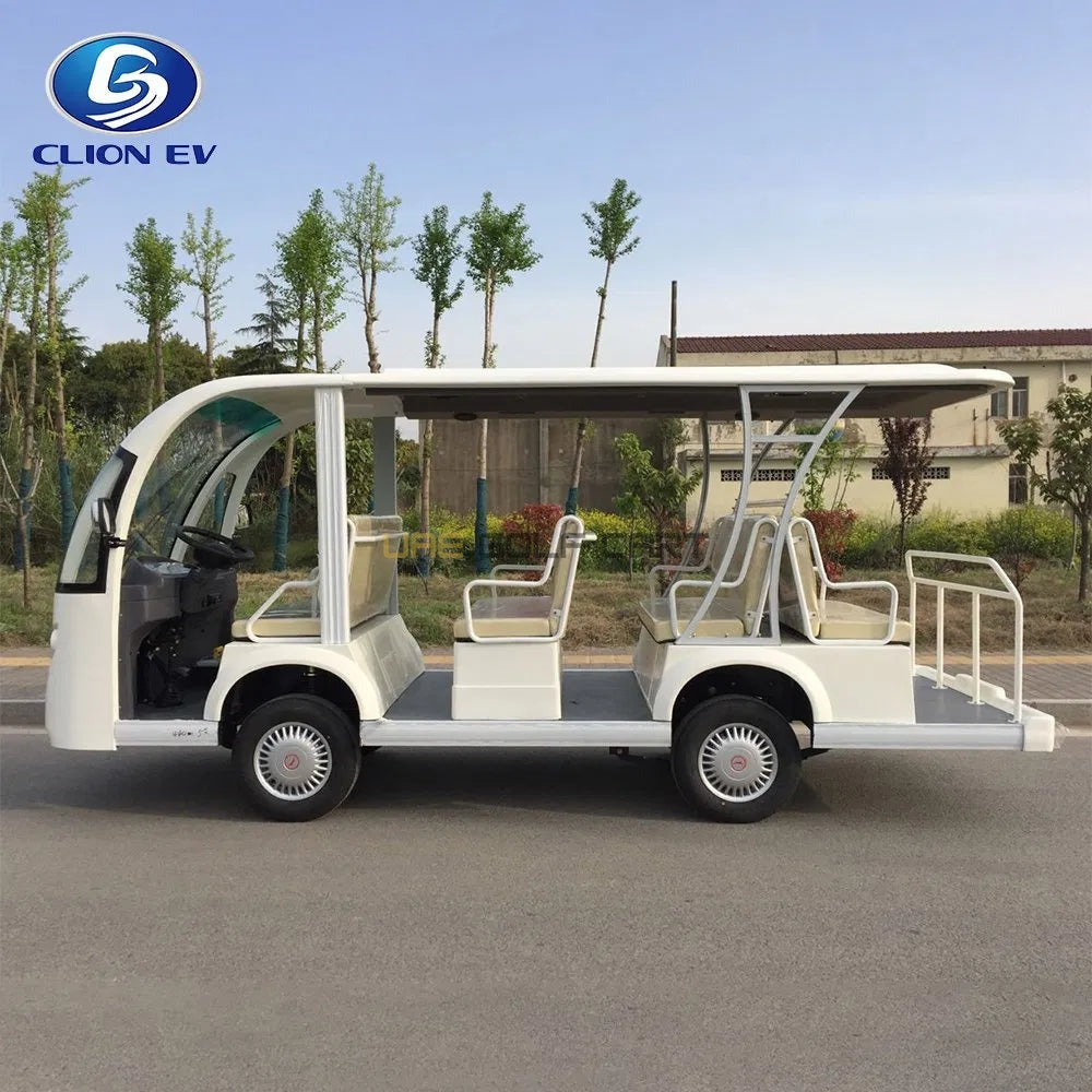 11 Passenger Open Sightseeing Golf Cart with 100 km Range - Sightseeing Electric Buses - 11 Seater - Close Up | UAE Golf Cart