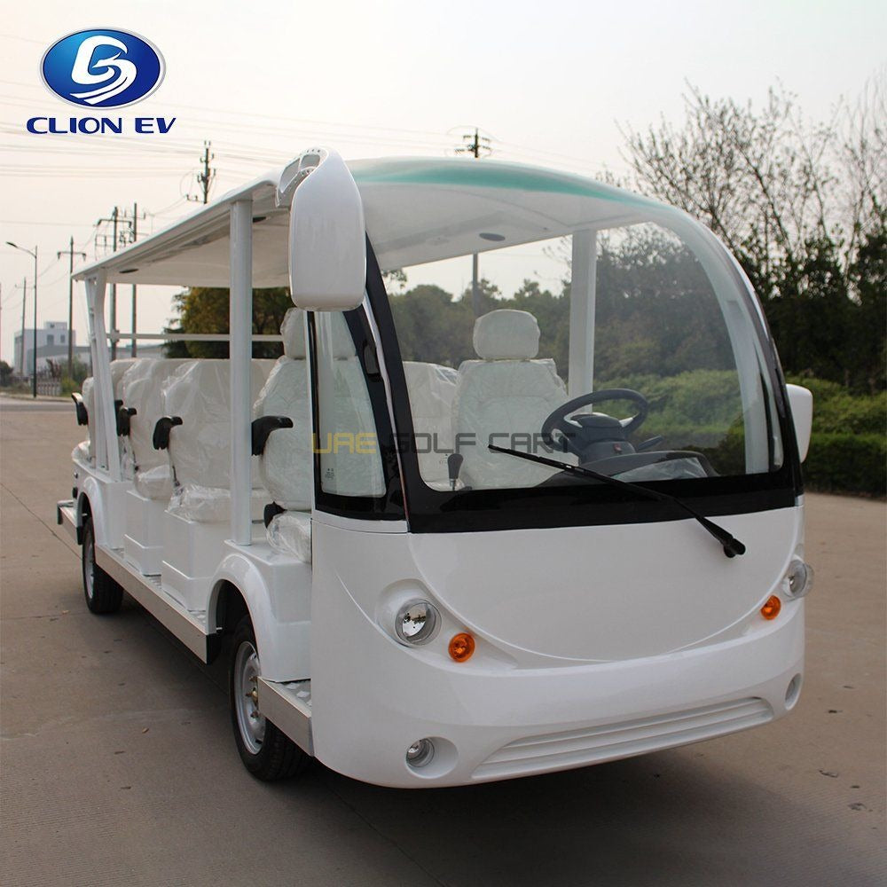 14 Passenger Electric Shuttle Bus with 100 km Range and 7.5kW Motor - Sightseeing Electric Buses - 14 Seater - Close Up | UAE Golf Cart