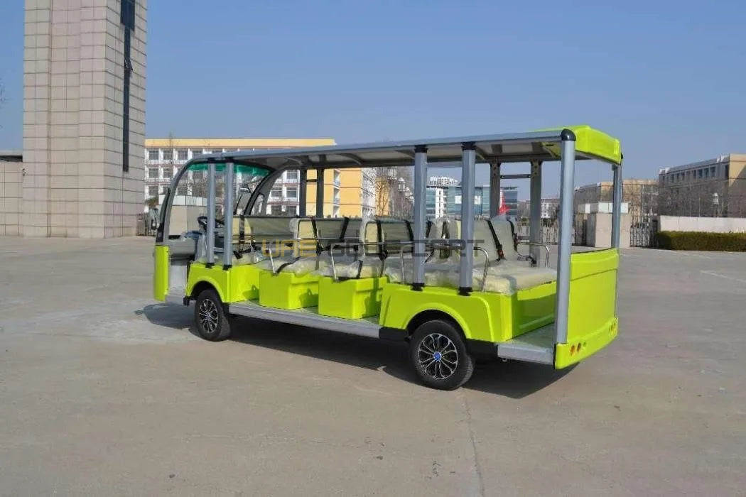 14 Seater Electric Sightseeing Golf Cart with 5kW Motor and Audio System - Sightseeing Electric Buses - 14 Seater - Close Up | UAE Golf Cart